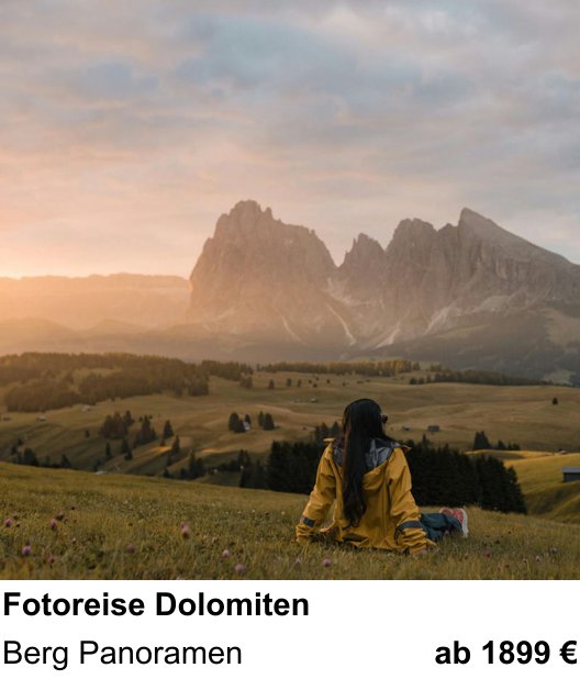 Einsteigerfreundlicher Fotokurs: Fotoreise Dolomiten – Berg Panoramen