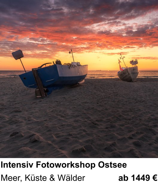Einsteigerfreundlicher Fotokurs: Intensiv Fotoworkshop Ostsee – Meer, Küste & Wälder